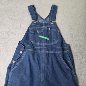 Key Imperial Mens W34 X L30 Denim Bib Overalls Dark Blue Cotton Workwear Vintage